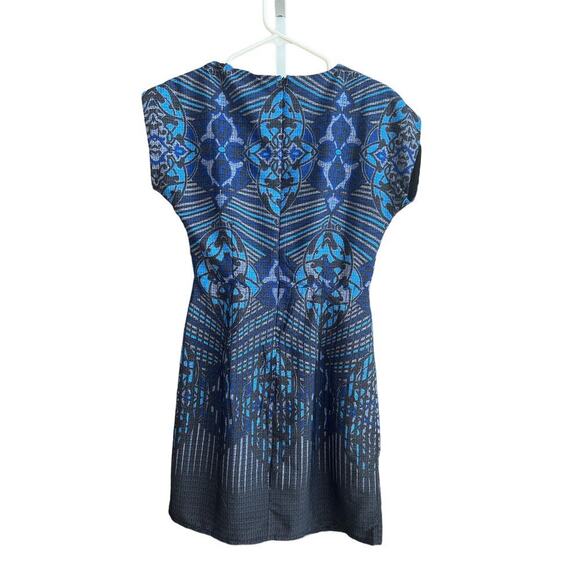 Yumi Dress Geometric Abstract Blue Dress Size 2-4 Art Deco - Picture 3 of 8